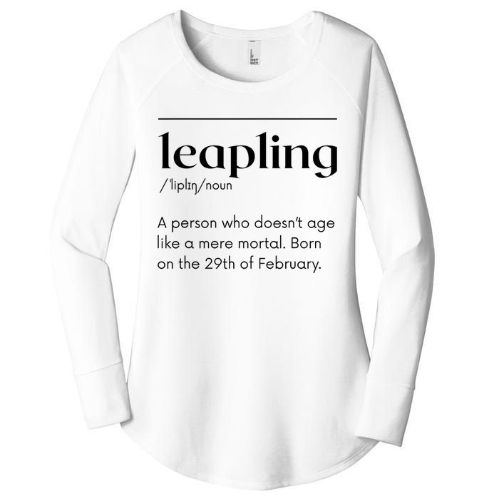 Leap Year February 29 Leapling Definition Funny Birthday Women's Perfect Tri Tunic Long Sleeve Shirt