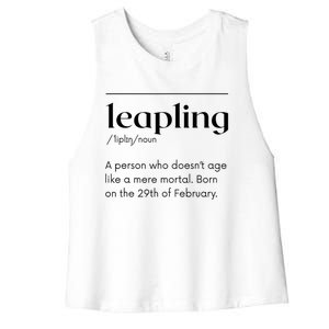 Leap Year February 29 Leapling Definition Funny Birthday Women's Racerback Cropped Tank