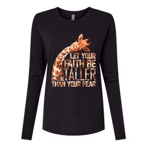 Let Your Faith Be Taller Than Your Fear Giraffe Womens Cotton Relaxed Long Sleeve T-Shirt