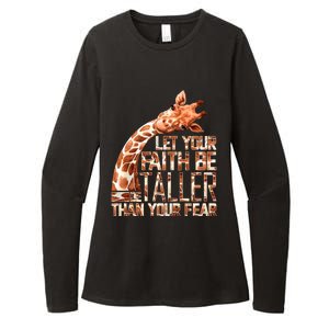 Let Your Faith Be Taller Than Your Fear Giraffe Womens CVC Long Sleeve Shirt