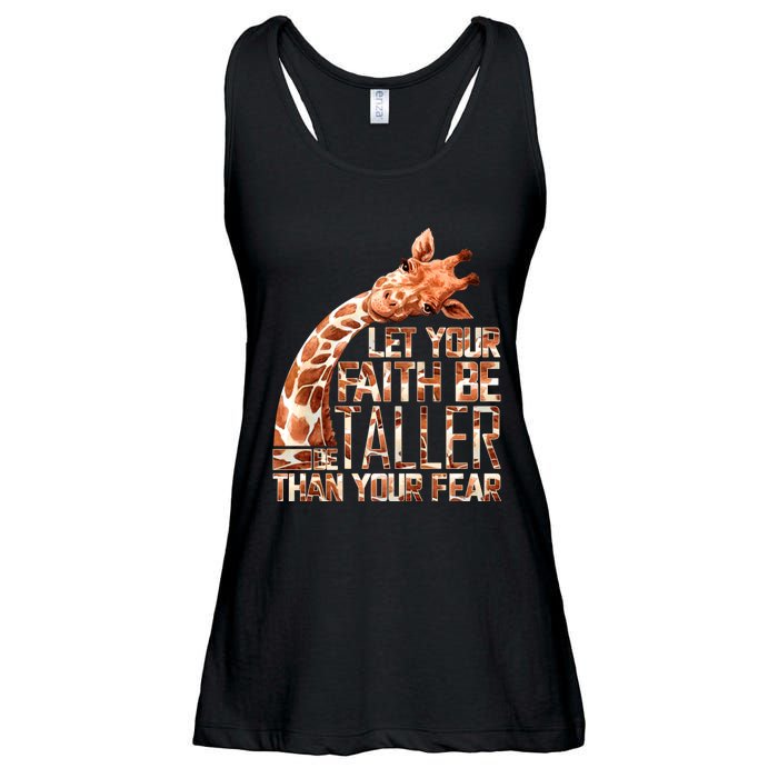 Let Your Faith Be Taller Than Your Fear Giraffe Ladies Essential Flowy Tank