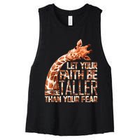 Let Your Faith Be Taller Than Your Fear Giraffe Women's Racerback Cropped Tank