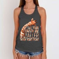 Let Your Faith Be Taller Than Your Fear Giraffe Women's Knotted Racerback Tank