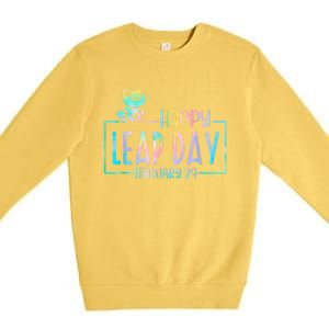 Leap Year February 29 Birthday Cute Frog Happy Leap Day Premium Crewneck Sweatshirt