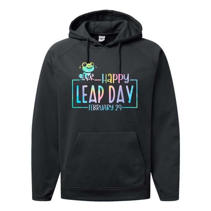 Leap Year February 29 Birthday Cute Frog Happy Leap Day Performance Fleece Hoodie