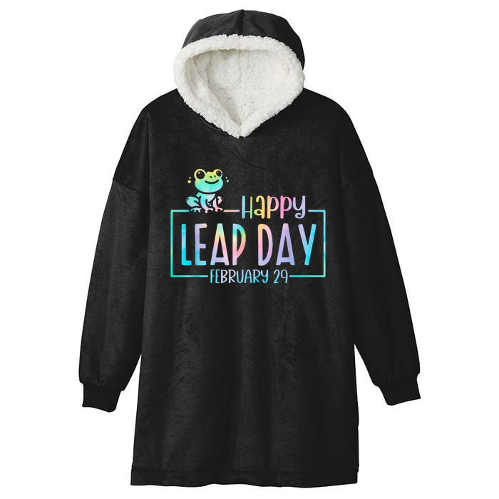 Leap Year February 29 Birthday Cute Frog Happy Leap Day Hooded Wearable Blanket