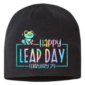 Leap Year February 29 Birthday Cute Frog Happy Leap Day Sustainable Beanie