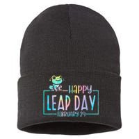 Leap Year February 29 Birthday Cute Frog Happy Leap Day Sustainable Knit Beanie