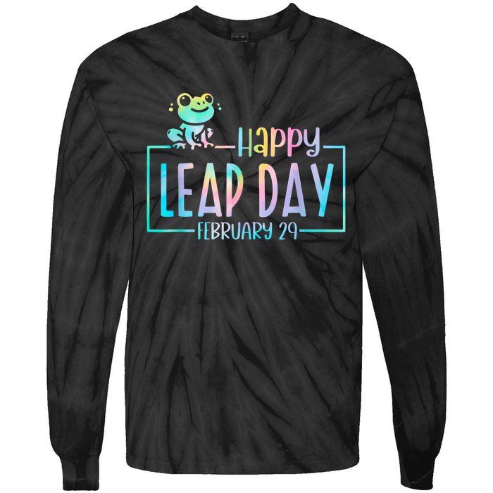 Leap Year February 29 Birthday Cute Frog Happy Leap Day Tie-Dye Long Sleeve Shirt