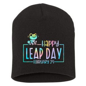 Leap Year February 29 Birthday Cute Frog Happy Leap Day Short Acrylic Beanie