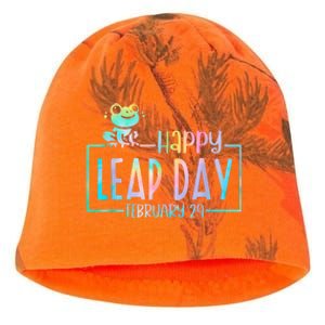 Leap Year February 29 Birthday Cute Frog Happy Leap Day Kati - Camo Knit Beanie