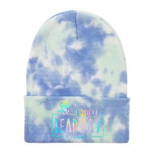 Leap Year February 29 Birthday Cute Frog Happy Leap Day Tie Dye 12in Knit Beanie