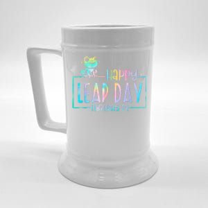 Leap Year February 29 Birthday Cute Frog Happy Leap Day Beer Stein