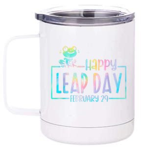 Leap Year February 29 Birthday Cute Frog Happy Leap Day 12 oz Stainless Steel Tumbler Cup