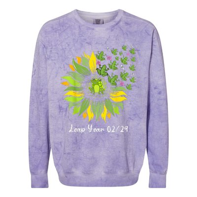 Leap Year Flying Frogs Sunflower Feb 29 2024 Colorblast Crewneck Sweatshirt