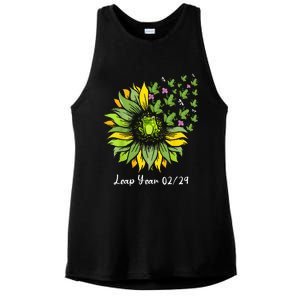 Leap Year Flying Frogs Sunflower Feb 29 2024 Ladies PosiCharge Tri-Blend Wicking Tank