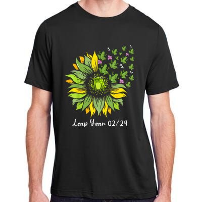 Leap Year Flying Frogs Sunflower Feb 29 2024 Adult ChromaSoft Performance T-Shirt