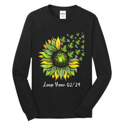 Leap Year Flying Frogs Sunflower Feb 29 2024 Tall Long Sleeve T-Shirt