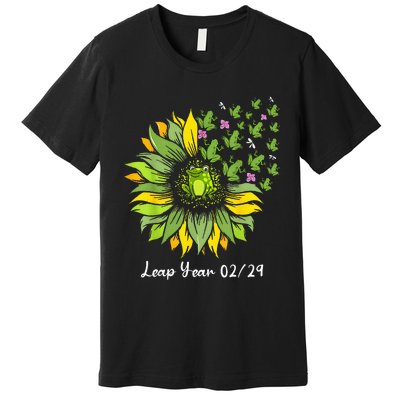 Leap Year Flying Frogs Sunflower Feb 29 2024 Premium T-Shirt