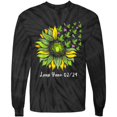 Leap Year Flying Frogs Sunflower Feb 29 2024 Tie-Dye Long Sleeve Shirt