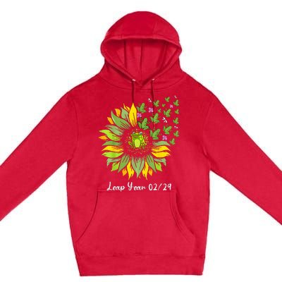 Leap Year Flying Frogs Sunflower Feb 29 2024 Premium Pullover Hoodie