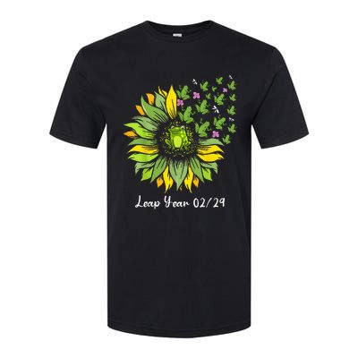 Leap Year Flying Frogs Sunflower Feb 29 2024 Softstyle CVC T-Shirt