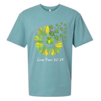 Leap Year Flying Frogs Sunflower Feb 29 2024 Sueded Cloud Jersey T-Shirt