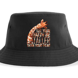 Let Your Faith Be Taller Than Your Fear Giraffe Sustainable Bucket Hat