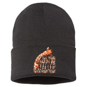 Let Your Faith Be Taller Than Your Fear Giraffe Sustainable Knit Beanie