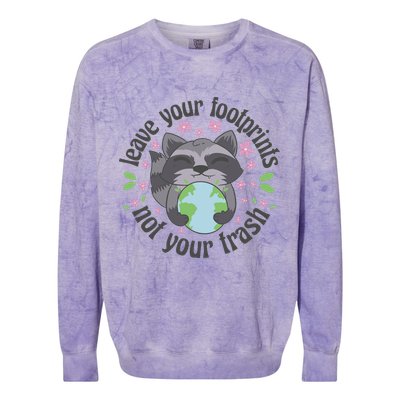 Leave Your Footprints Not Your Trash Earth Day Colorblast Crewneck Sweatshirt