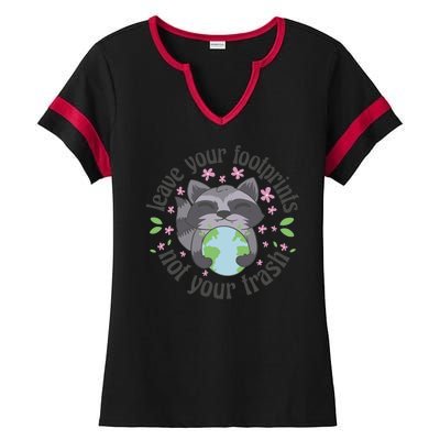 Leave Your Footprints Not Your Trash Earth Day Ladies Halftime Notch Neck Tee