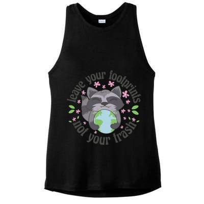 Leave Your Footprints Not Your Trash Earth Day Ladies PosiCharge Tri-Blend Wicking Tank