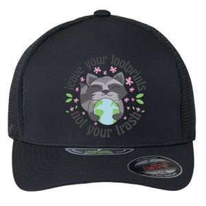 Leave Your Footprints Not Your Trash Earth Day Flexfit Unipanel Trucker Cap