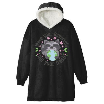 Leave Your Footprints Not Your Trash Earth Day Hooded Wearable Blanket