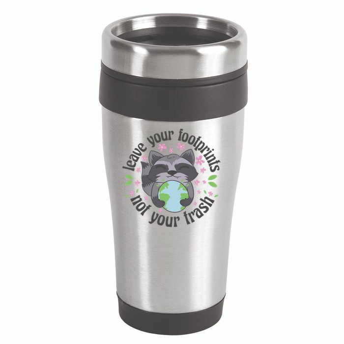 Leave Your Footprints Not Your Trash Earth Day 16oz Travel Tumbler