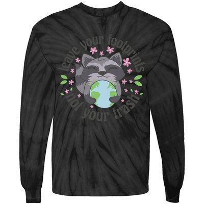 Leave Your Footprints Not Your Trash Earth Day Tie-Dye Long Sleeve Shirt