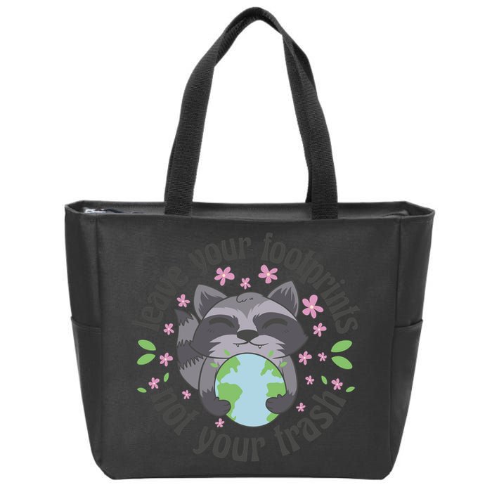 Leave Your Footprints Not Your Trash Earth Day Zip Tote Bag