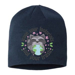 Leave Your Footprints Not Your Trash Earth Day Sustainable Beanie