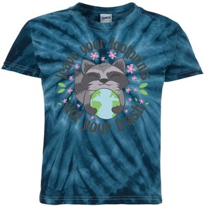 Leave Your Footprints Not Your Trash Earth Day Kids Tie-Dye T-Shirt