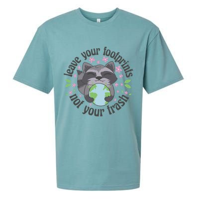Leave Your Footprints Not Your Trash Earth Day Sueded Cloud Jersey T-Shirt