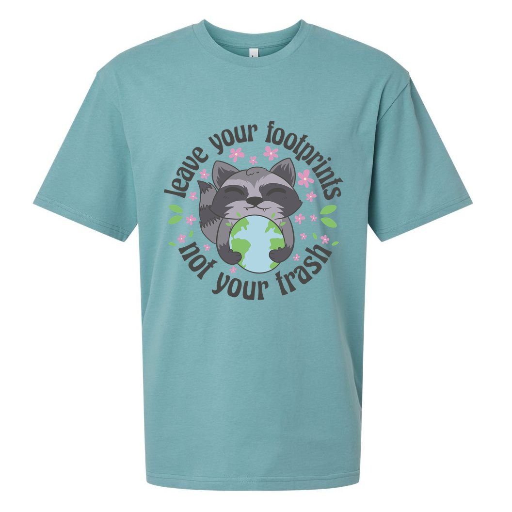 Leave Your Footprints Not Your Trash Earth Day Sueded Cloud Jersey T-Shirt