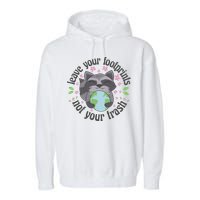 Leave Your Footprints Not Your Trash Earth Day Garment-Dyed Fleece Hoodie