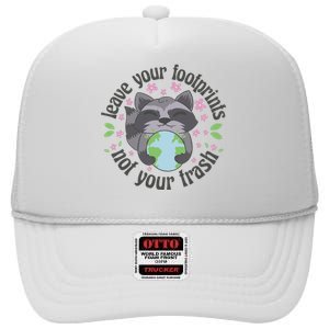 Leave Your Footprints Not Your Trash Earth Day High Crown Mesh Back Trucker Hat