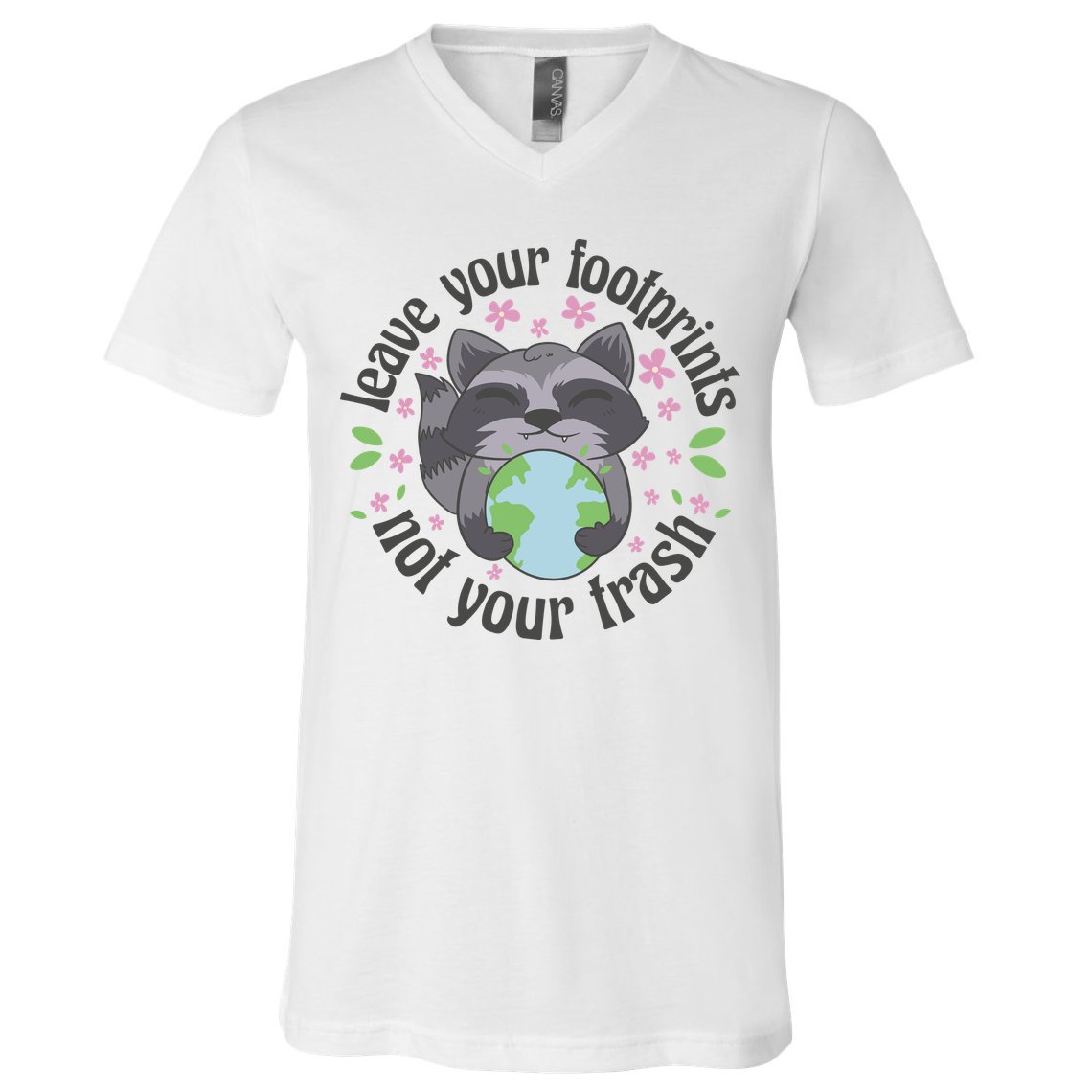 Leave Your Footprints Not Your Trash Earth Day V-Neck T-Shirt