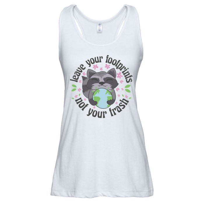 Leave Your Footprints Not Your Trash Earth Day Ladies Essential Flowy Tank