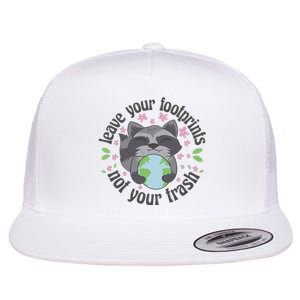 Leave Your Footprints Not Your Trash Earth Day Flat Bill Trucker Hat