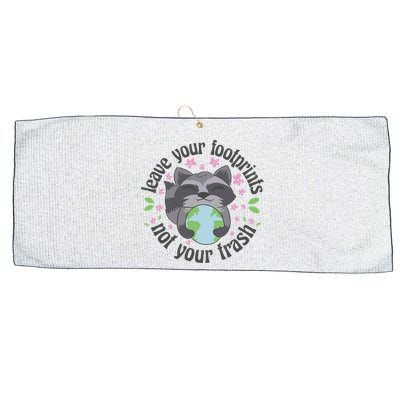 Leave Your Footprints Not Your Trash Earth Day Large Microfiber Waffle Golf Towel