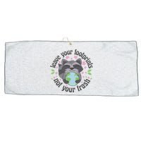 Leave Your Footprints Not Your Trash Earth Day Large Microfiber Waffle Golf Towel