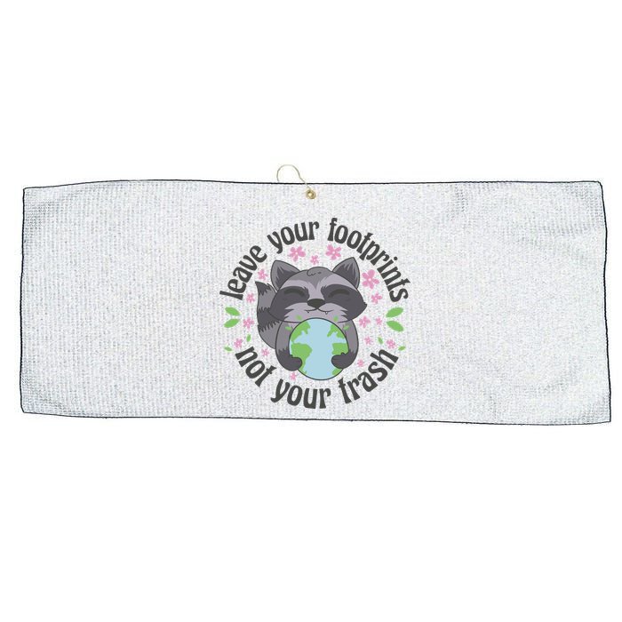 Leave Your Footprints Not Your Trash Earth Day Large Microfiber Waffle Golf Towel