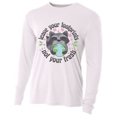Leave Your Footprints Not Your Trash Earth Day Cooling Performance Long Sleeve Crew